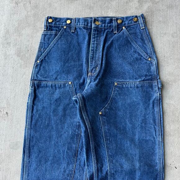 Vintage Y2K Carhartt denim blue jeans double knee work wear carpenter pants - Picture 2 of 7